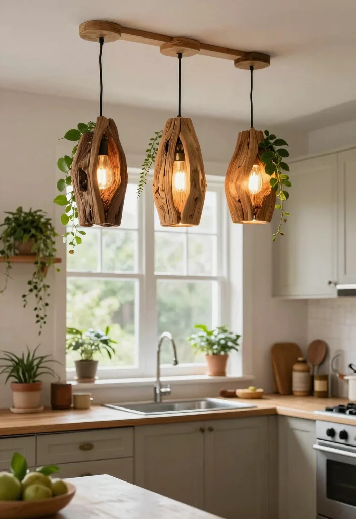 18 Kitchen Ceiling Lights Ideas That Brighten Every Corner - 11. Nature-Inspired Lighting 1