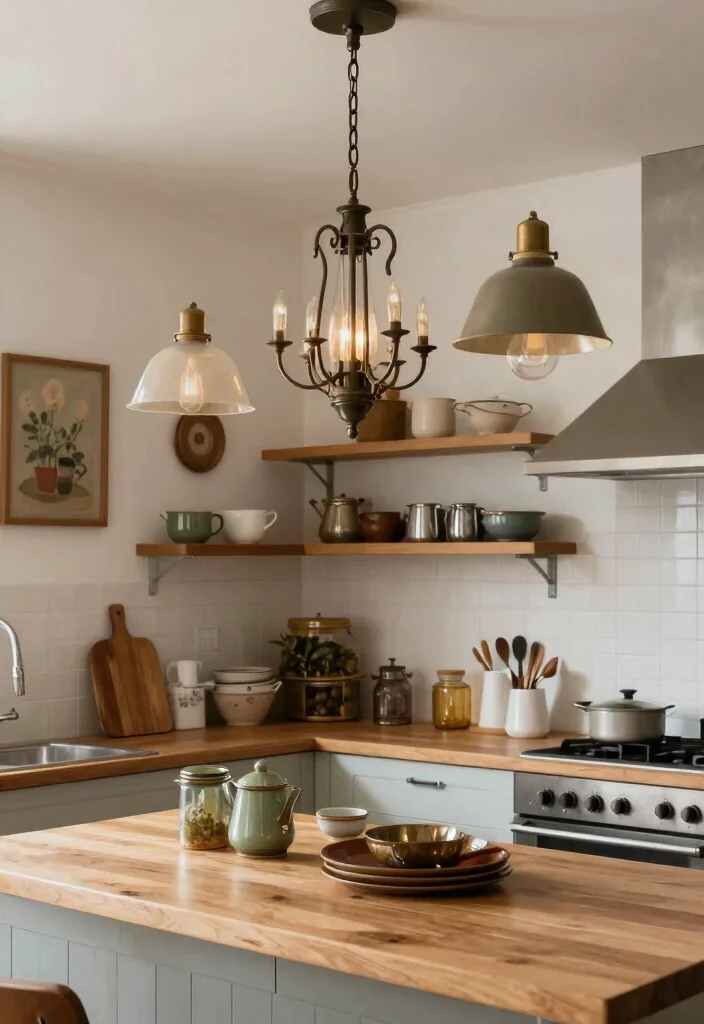 18 Kitchen Ceiling Lights Ideas That Brighten Every Corner - 12. Unique Vintage Finds 1