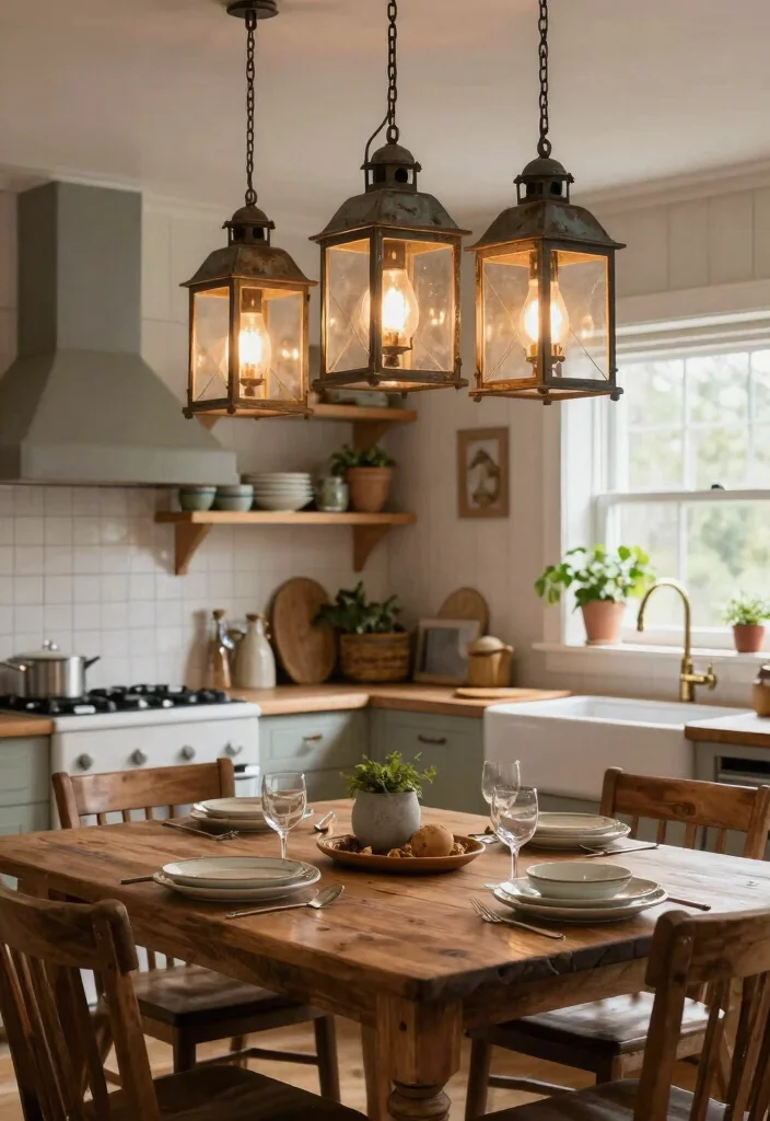 18 Kitchen Ceiling Lights Ideas That Brighten Every Corner - 6. Farmhouse Lantern Lights 1