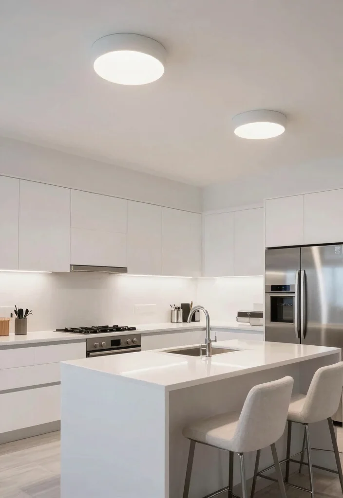 18 Kitchen Ceiling Lights Ideas That Brighten Every Corner - 9. Minimalist Flush Mount Lights 1