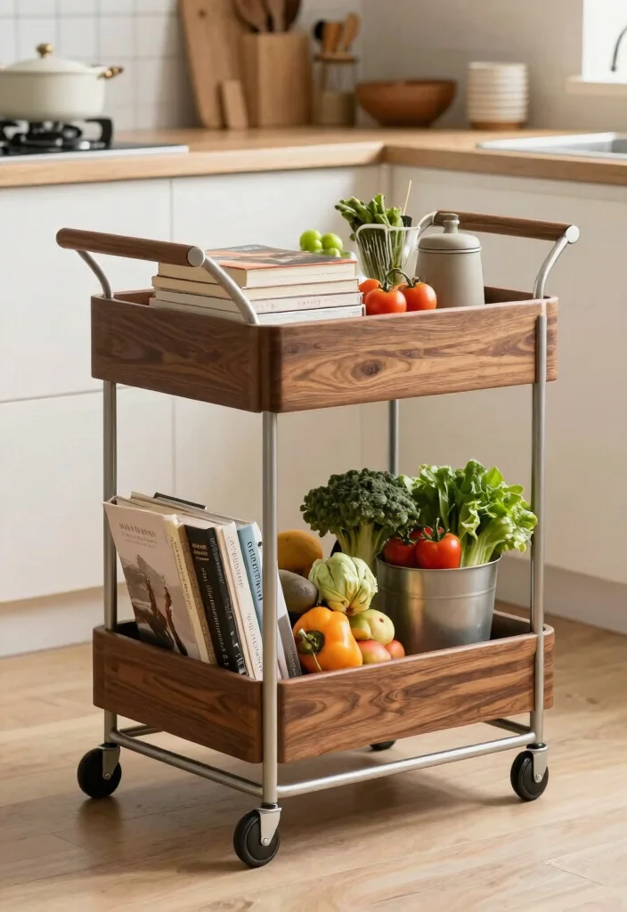 18 Kitchen Counter Storage Ideas That Keep It Tidy - 14. Rolling Cart Storage 1
