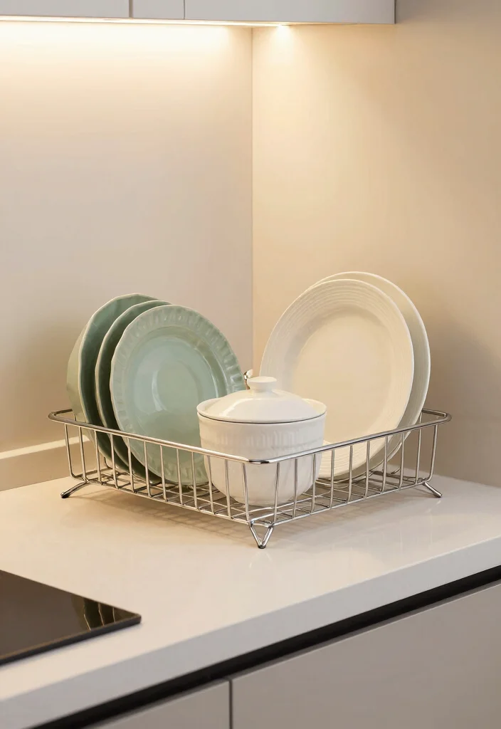 18 Kitchen Counter Storage Ideas That Keep It Tidy - 16. Compact Dish Drying Rack 1