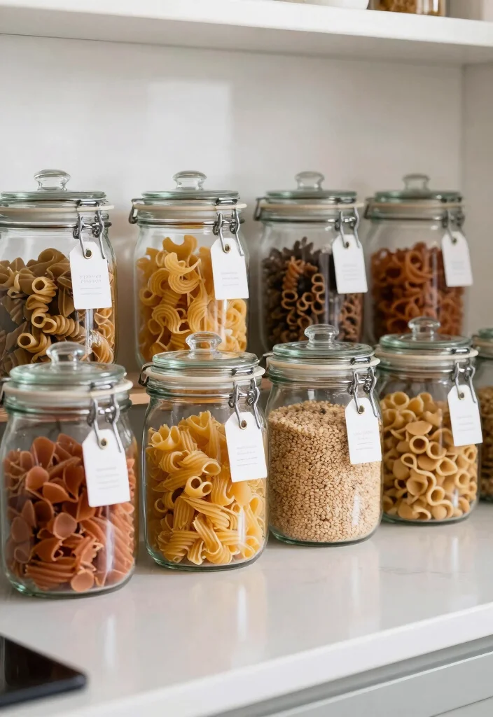 18 Kitchen Counter Storage Ideas That Keep It Tidy - 4. Clear Storage Jars 1