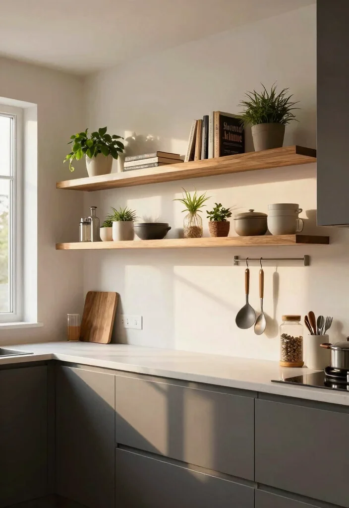 18 Kitchen Counter Storage Ideas That Keep It Tidy - 5. Wall-Mounted Shelves 1