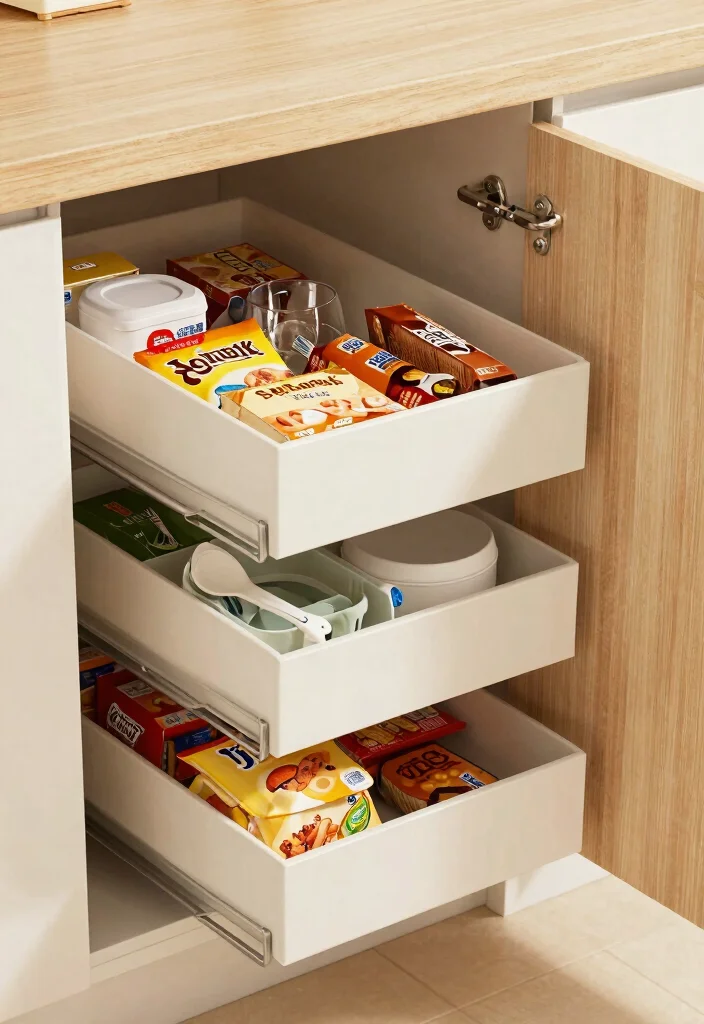 18 Kitchen Counter Storage Ideas That Keep It Tidy - 6. Sliding Drawer Bins 1