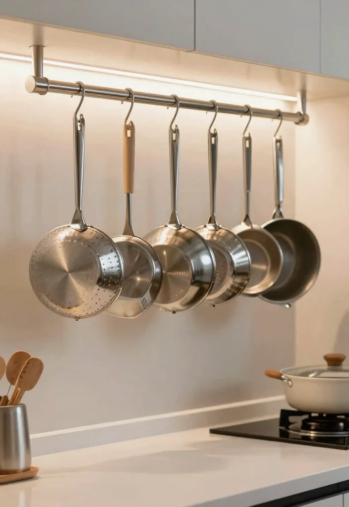 18 Kitchen Counter Storage Ideas That Keep It Tidy - 7. Hanging Pot Racks 1