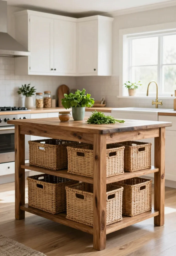 18 Kitchen Island for Small Kitchen Ideas That Maximize Layout - 6. Kitchen Island with Storage Baskets 1
