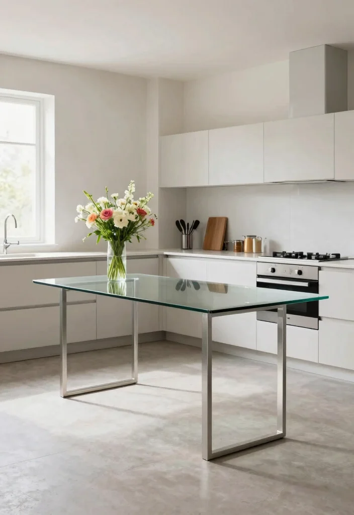 18 Kitchen Island for Small Kitchen Ideas That Maximize Layout - 7. Minimalist Glass Island 1