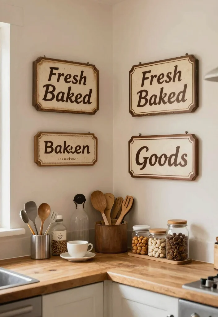 18 Kitchen Signs Decor Ideas That Add Personality - 15. Vintage Bakery Signs 1