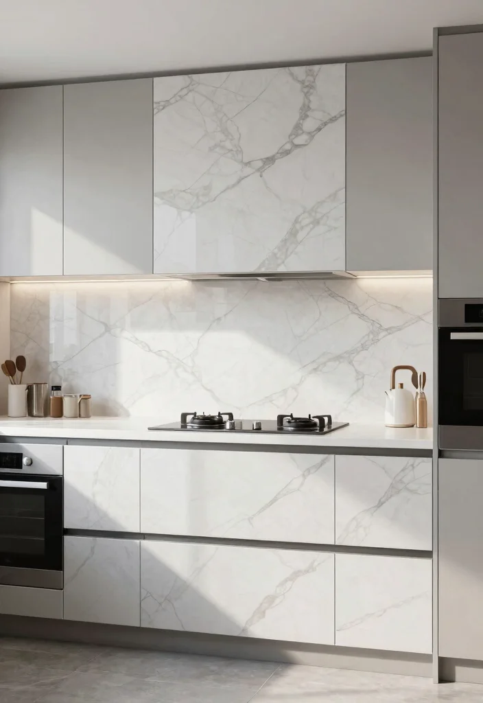 18 Marble Tile Backsplash Kitchen Ideas With Luxe Detail - 13. Large-Format Tiles 1