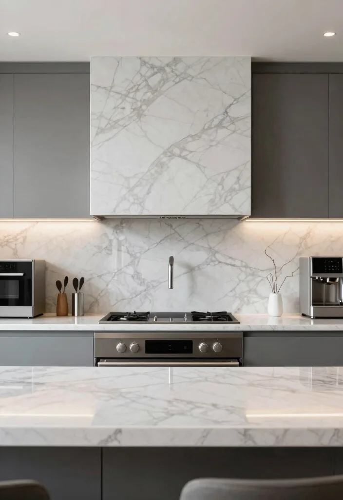 18 Marble Tile Backsplash Kitchen Ideas With Luxe Detail - 9. Full-Break Wall Backsplash 1