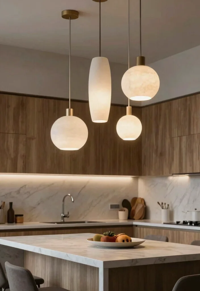 18 Modern Pendant Lighting Kitchen Island Ideas That Make a Statement - 14. Artistic Sculptural Lighting 1