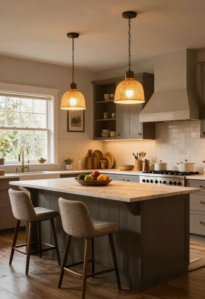18 Modern Pendant Lighting Kitchen Island Ideas That Make a Statement - 15. Warm Lighting for Cozy Gatherings 1