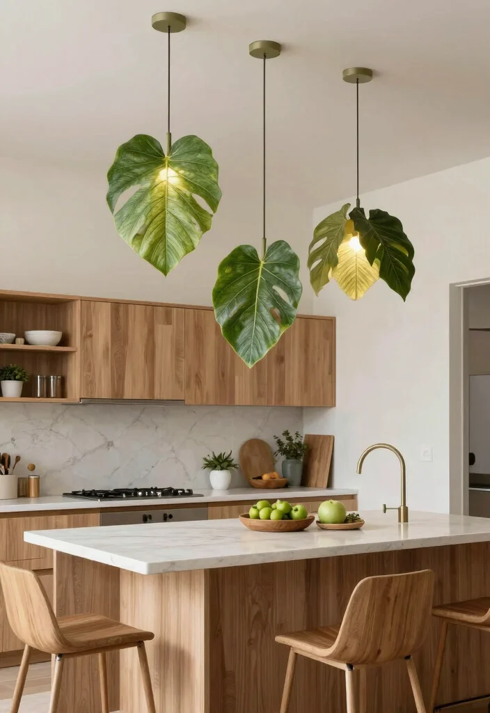 18 Modern Pendant Lighting Kitchen Island Ideas That Make a Statement - 17. Organic Shapes in Lighting Design 1