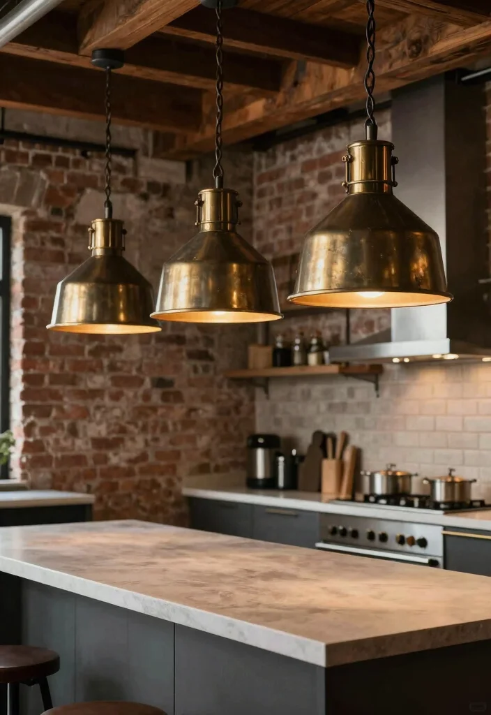 18 Modern Pendant Lighting Kitchen Island Ideas That Make a Statement - 3. Industrial-Style Metal Fixtures 1