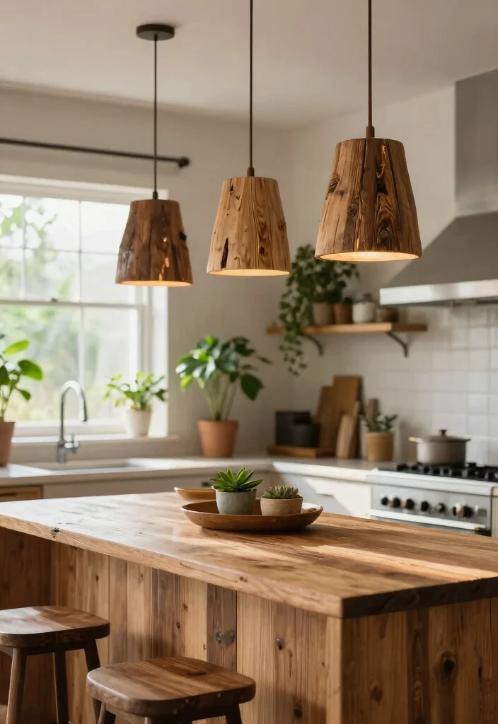 18 Modern Pendant Lighting Kitchen Island Ideas That Make a Statement - 7. Nature-Inspired Fixtures 1