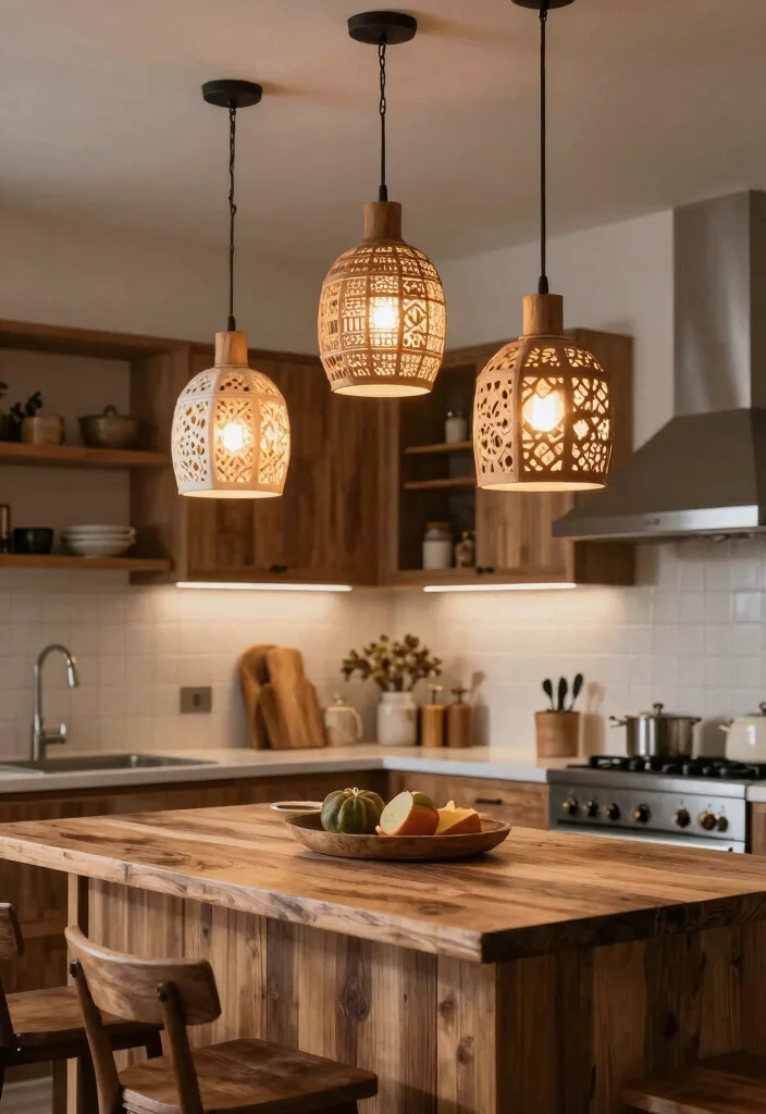 18 Modern Pendant Lighting Kitchen Island Ideas That Make a Statement - 9. Handcrafted Artisan Lights 1