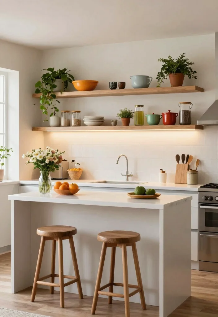 18 Small Kitchen Shelves Ideas That Save Space Beautifully - 12. Dual Purpose Floating Shelves 1