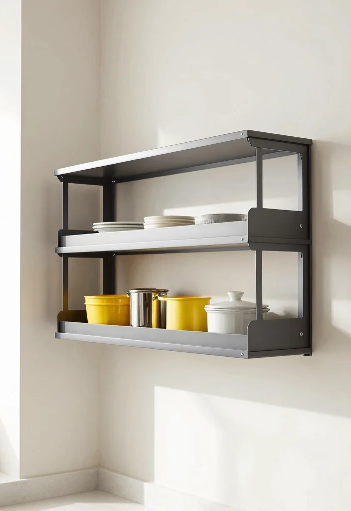 18 Small Kitchen Shelves Ideas That Save Space Beautifully - 14. Foldable Floating Shelves 1