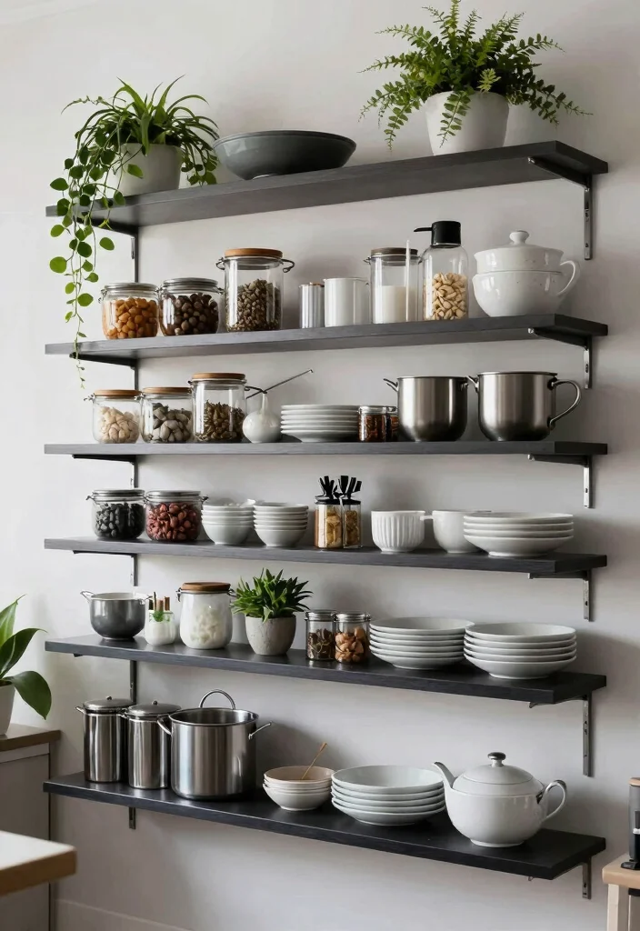 18 Small Kitchen Shelves Ideas That Save Space Beautifully - 18. Multi-Tiered Floating Shelves 1