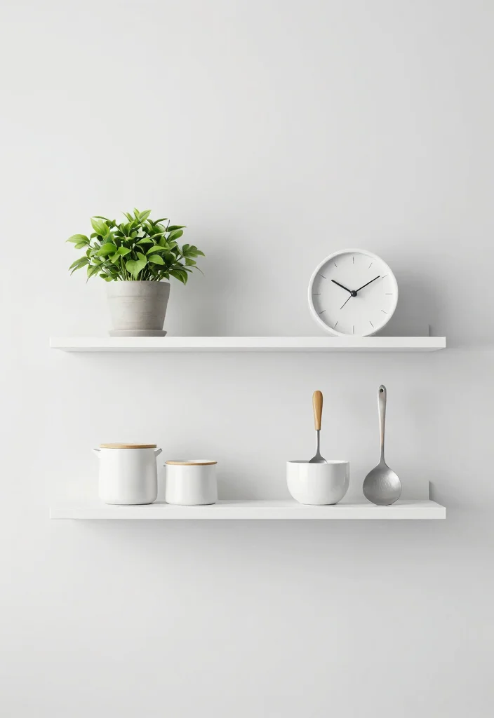 18 Small Kitchen Shelves Ideas That Save Space Beautifully - 5. Minimalist Floating Shelves 1