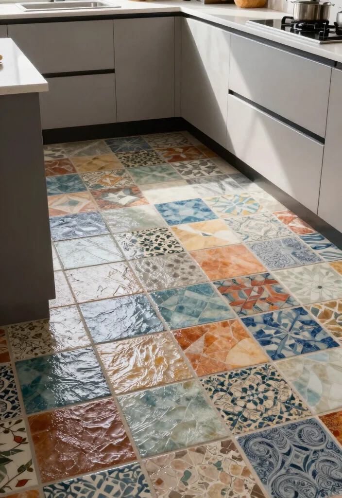 18 Tiles for Kitchen Floor Ideas With Stylish Patterns - 11. Textured Tiles 1