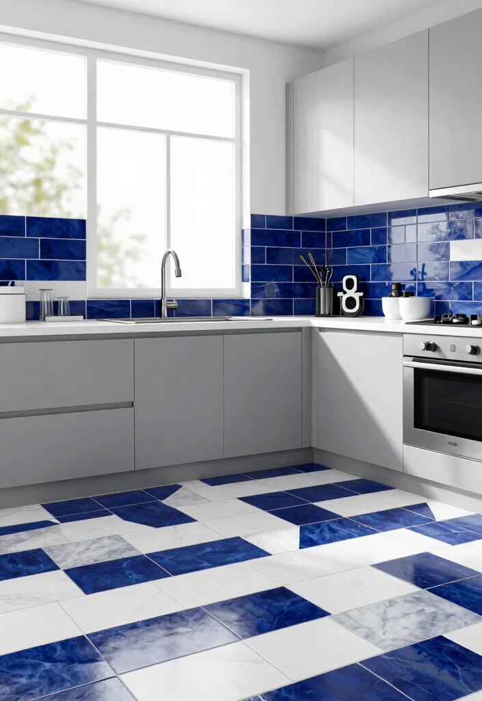18 Tiles for Kitchen Floor Ideas With Stylish Patterns - 13. Two-Tone Tiles 1