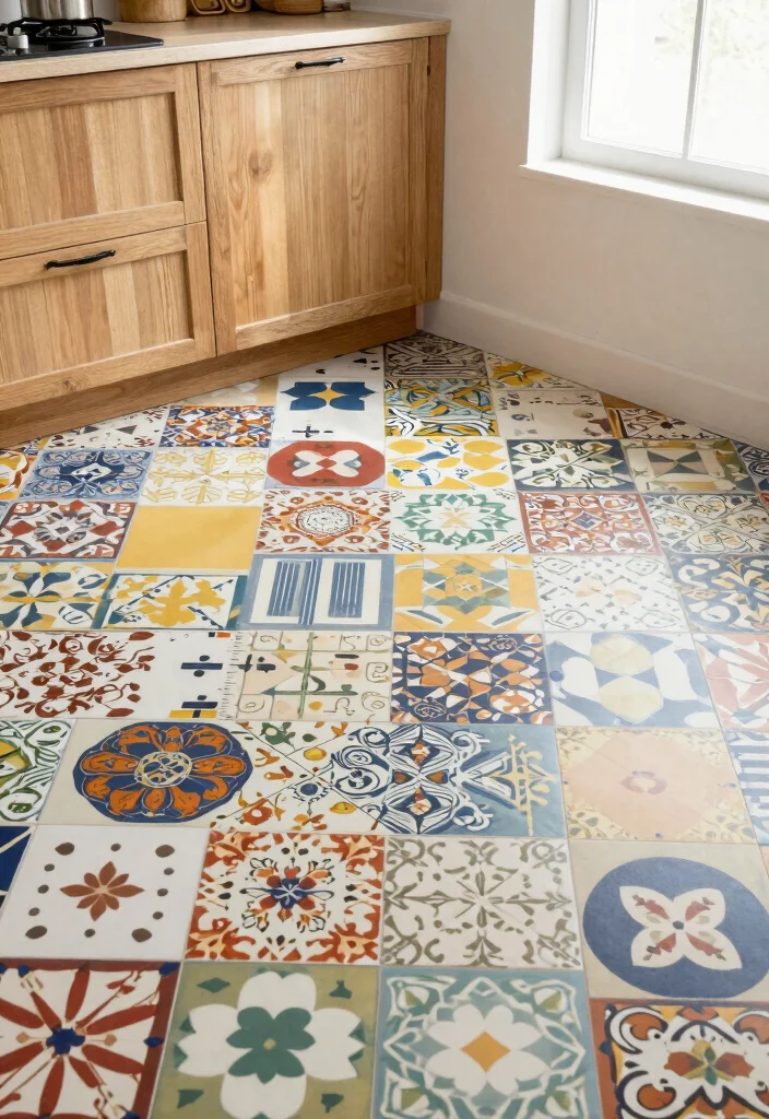 18 Tiles for Kitchen Floor Ideas With Stylish Patterns - 5. Patchwork Tiles 1