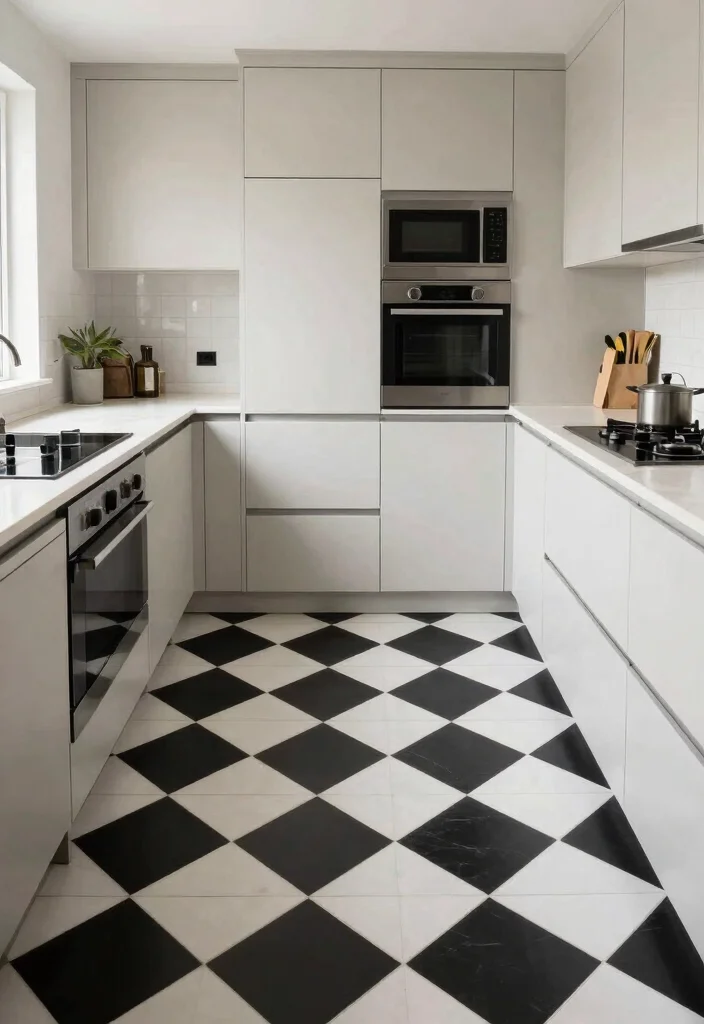 18 Tiles for Kitchen Floor Ideas With Stylish Patterns - 8. Classic Checkerboard 1