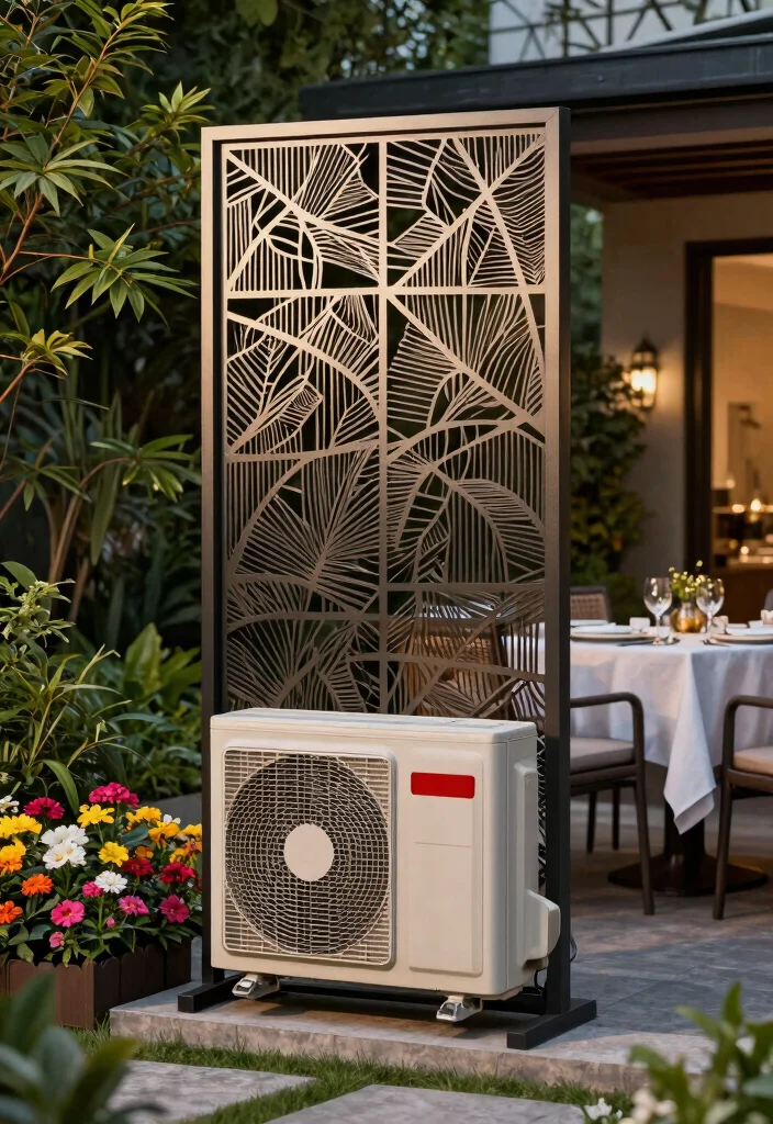12 Air Conditioner Cover Outdoor Ideas That Don't Block Airflow - 11. Artistic Metal Screen 1