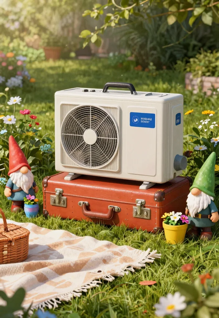 12 Air Conditioner Cover Outdoor Ideas That Don't Block Airflow - 12. Vintage Suitcase Cover 1