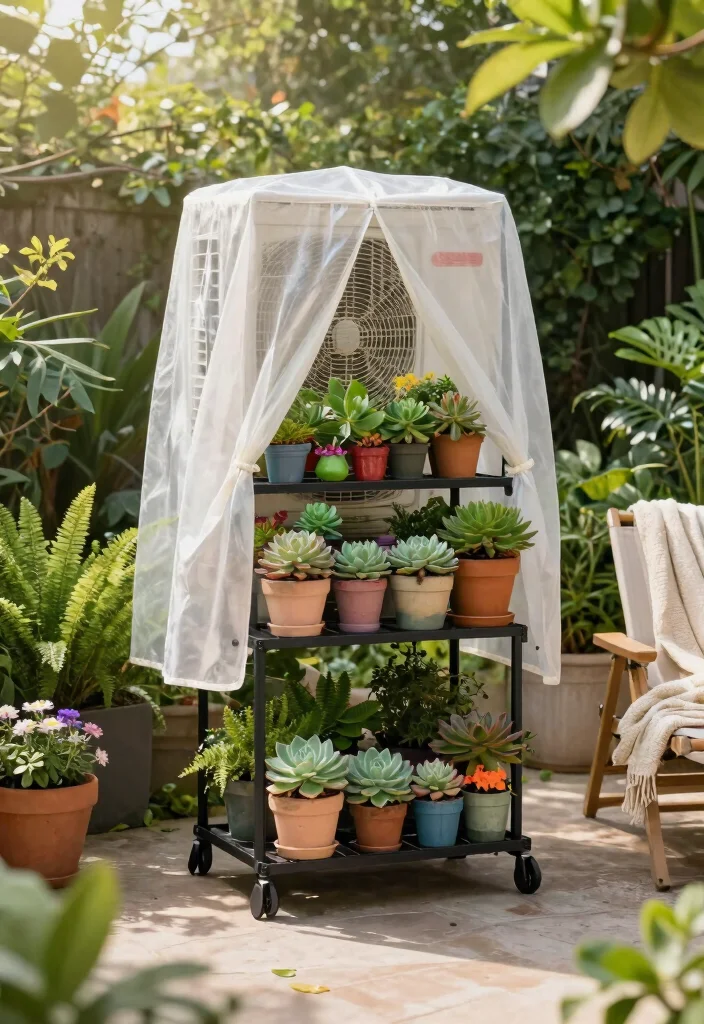 12 Air Conditioner Cover Outdoor Ideas That Don't Block Airflow - 2. Portable Plant Stand Cover 1