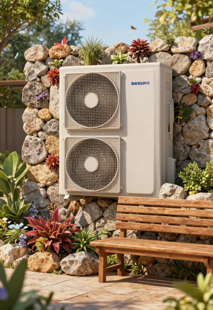 12 Air Conditioner Cover Outdoor Ideas That Don't Block Airflow - 4. Decorative Stone Wall 1