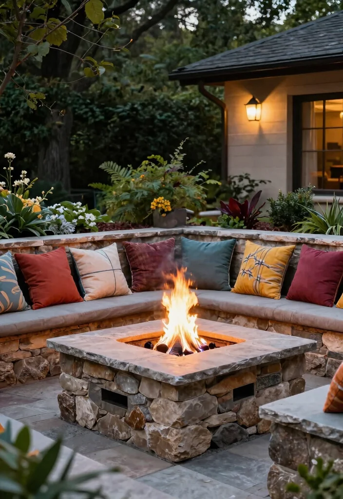 12 Backyard Fire Pit Ideas for Small Yards That Don't Crowd Your Space - 6. Fire Pit with Seating Wall 1