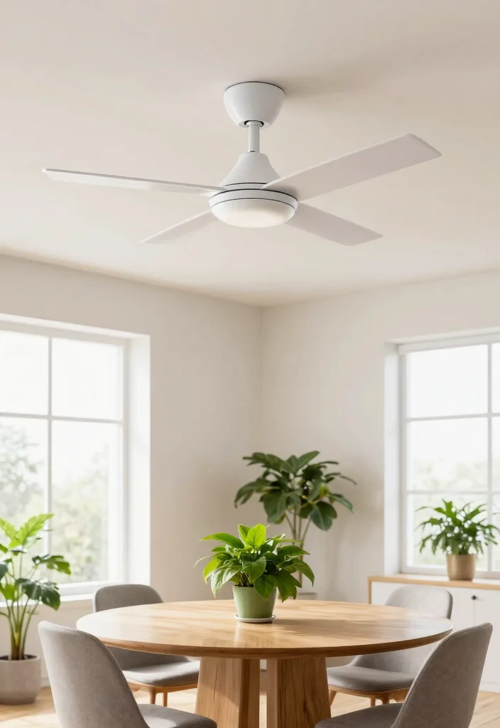 12 Ceiling Fans With Light Ideas for Rooms With Low Ceilings - 1. Minimalist White Low Profile Fan 1