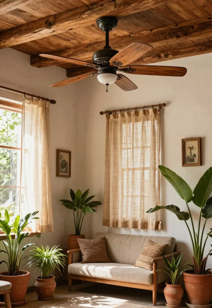 12 Ceiling Fans With Light Ideas for Rooms With Low Ceilings - 2. Rustic Wood Ceiling Fan with Light 1