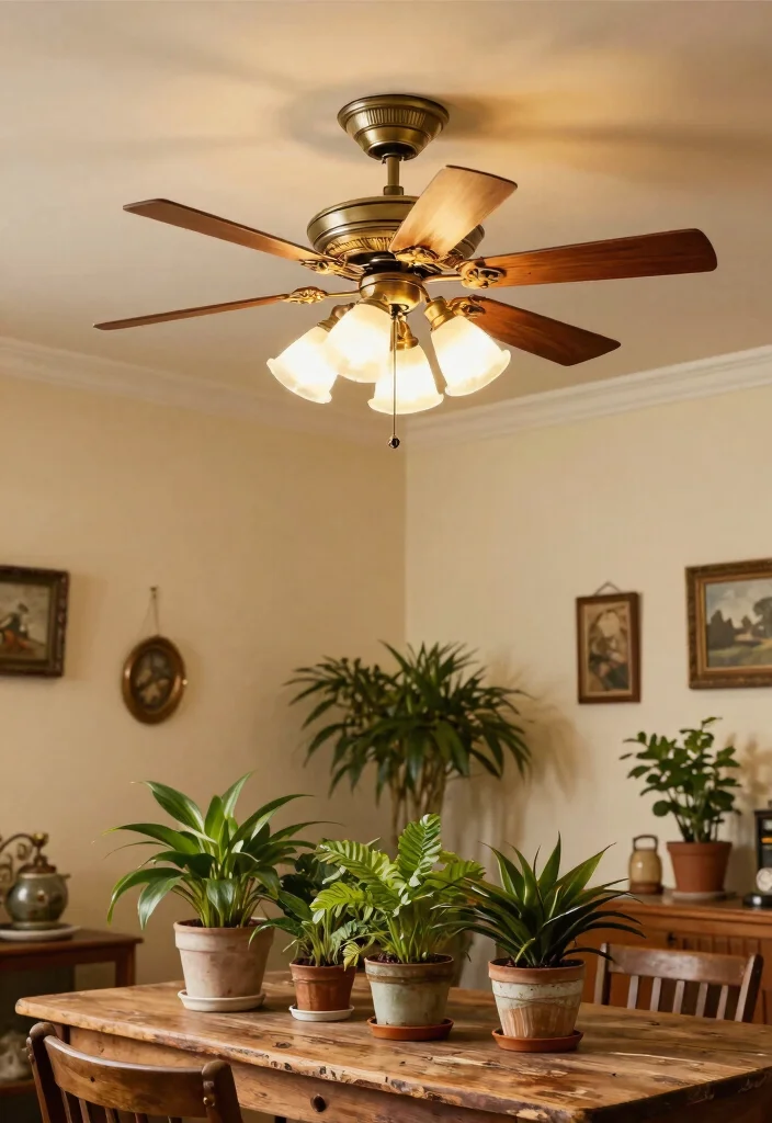 12 Ceiling Fans With Light Ideas for Rooms With Low Ceilings - 6. Vintage Inspired Ceiling Fan with Light 1