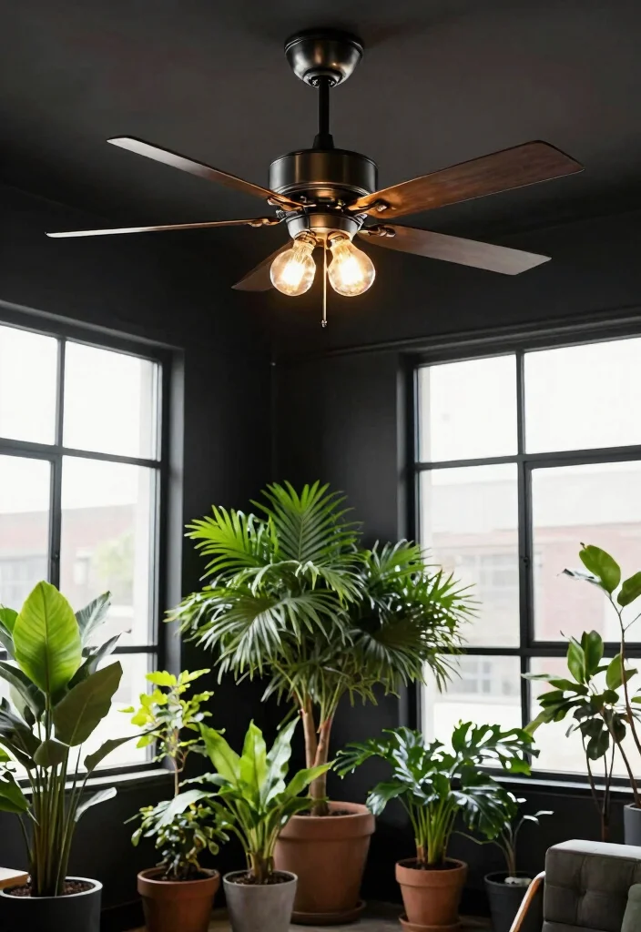 12 Ceiling Fans With Light Ideas for Rooms With Low Ceilings - 9. Stylish Industrial Ceiling Fan 1