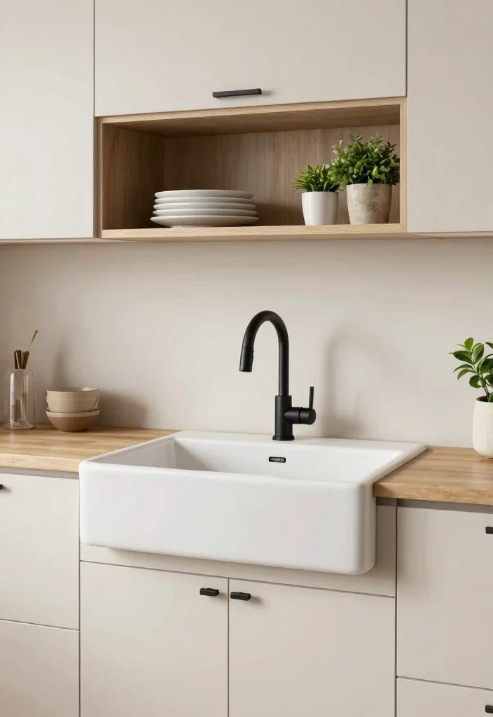 12 Farmhouse Sink With Drainboard Ideas for Small Kitchens - 1. Rustic Charm Meets Modern Minimalism 1