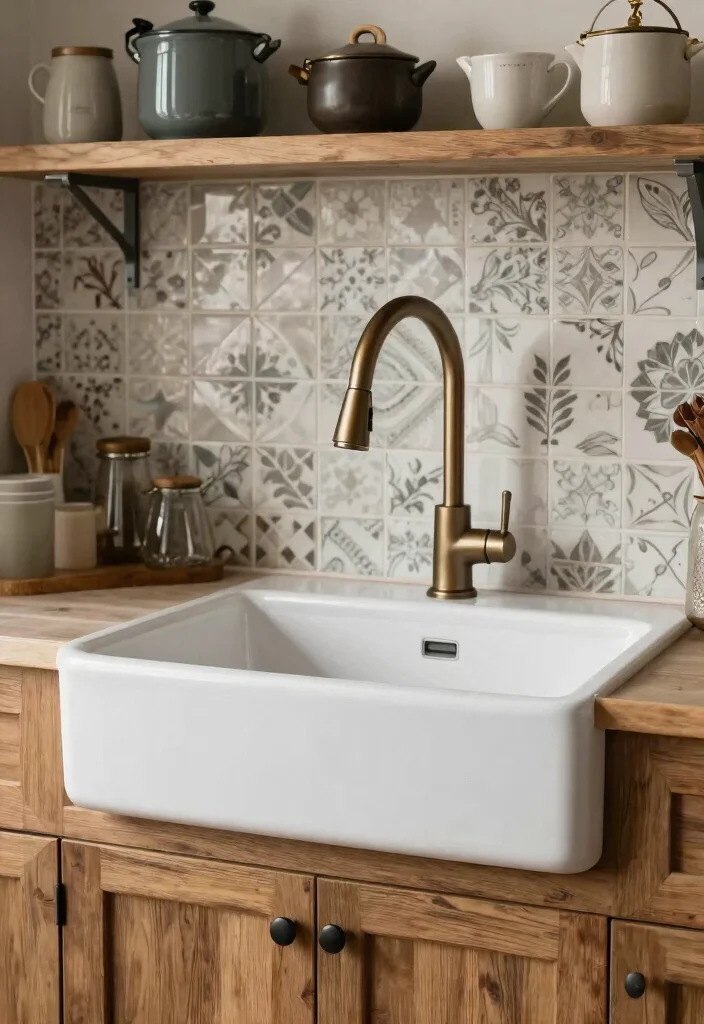 12 Farmhouse Sink With Drainboard Ideas for Small Kitchens - 4. Mixing Materials 1