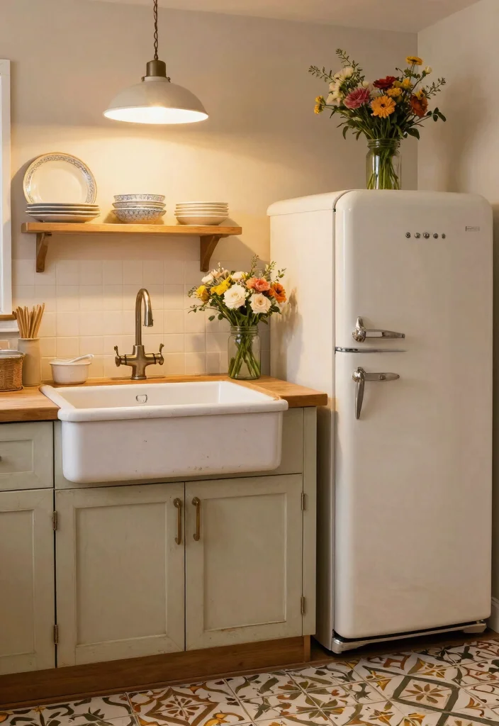 12 Farmhouse Sink With Drainboard Ideas for Small Kitchens - 5. Vintage Vibes 1