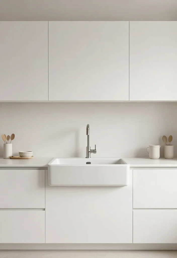 12 Farmhouse Sink With Drainboard Ideas for Small Kitchens - 6. Simple and Sleek 1