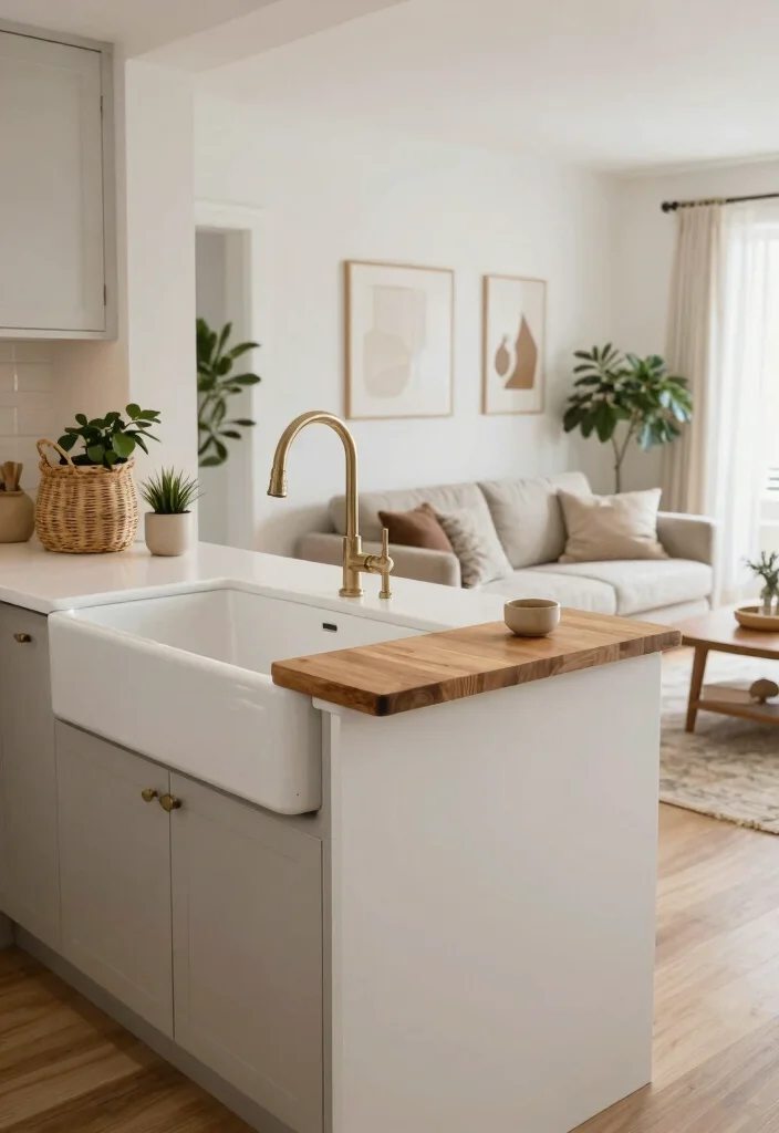 12 Farmhouse Sink With Drainboard Ideas for Small Kitchens - 7. Open Concept Integration 1