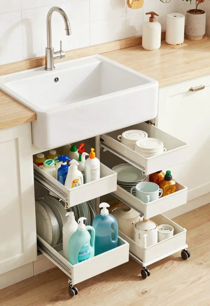 12 Farmhouse Sink With Drainboard Ideas for Small Kitchens - 8. Smart Storage Solutions 1