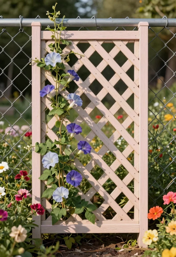 12 Garden Fence Art Ideas That Hide Ugly Chain Link - 1. DIY Wooden Trellis Panels 1