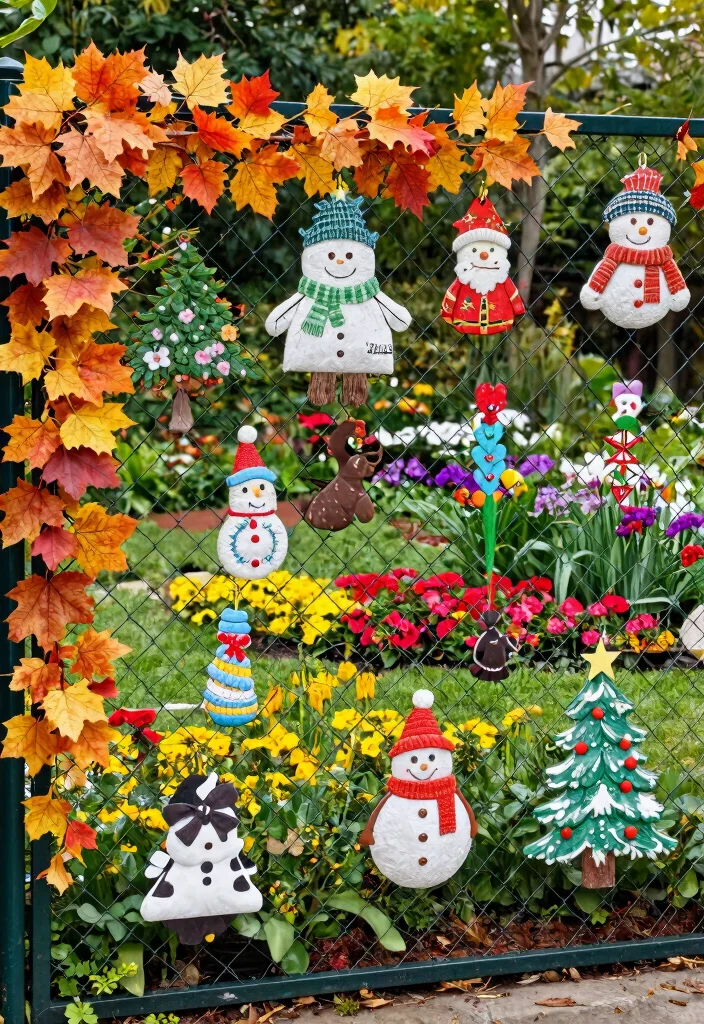 12 Garden Fence Art Ideas That Hide Ugly Chain Link - 12. Seasonal Decor and Themes 1