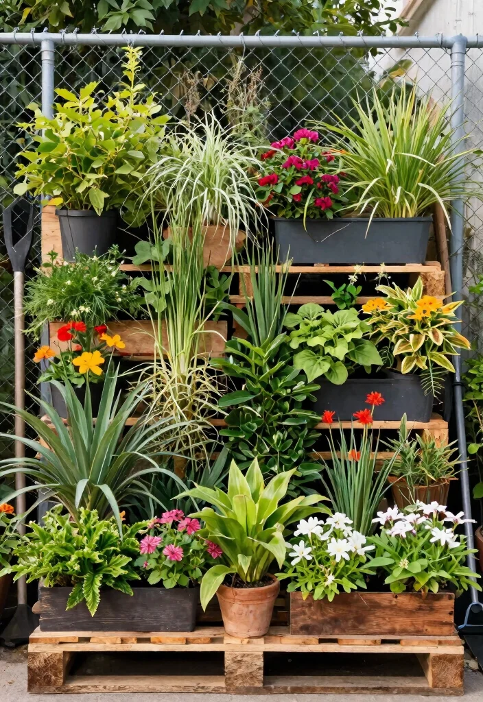 12 Garden Fence Art Ideas That Hide Ugly Chain Link - 4. Vertical Garden Wall 1