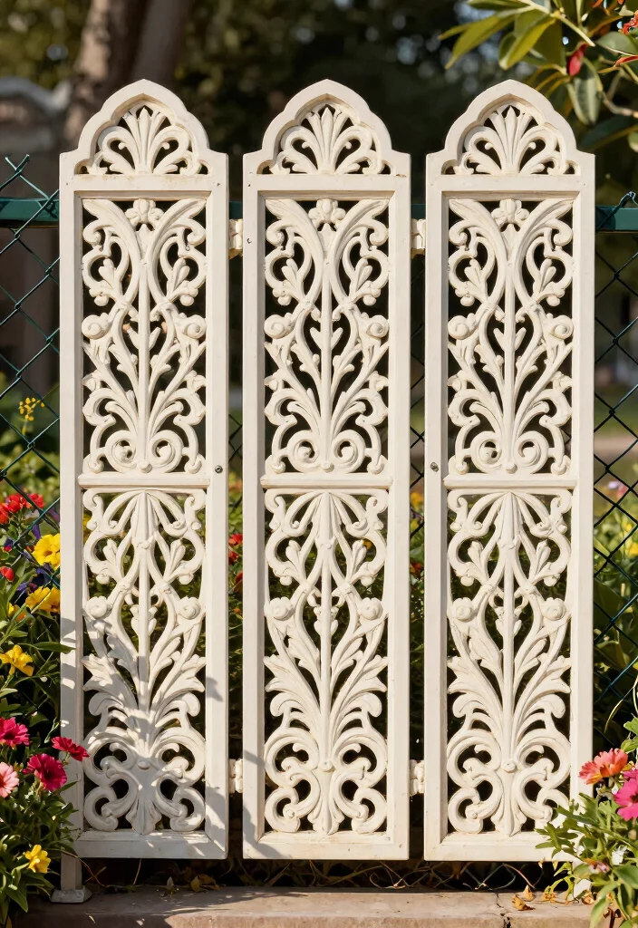 12 Garden Fence Art Ideas That Hide Ugly Chain Link - 5. Decorative Fence Panels 1