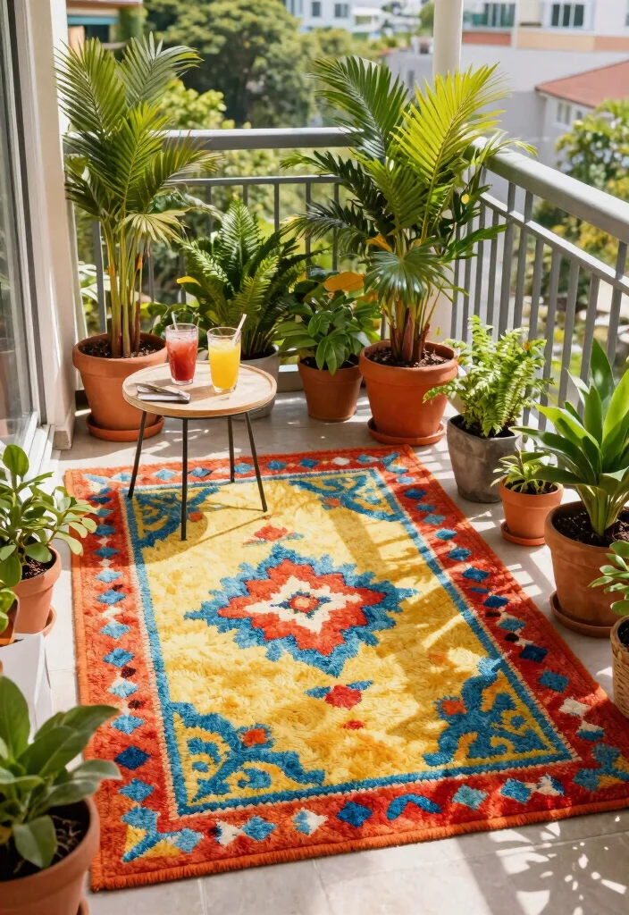 12 IKEA Balcony Ideas on a Budget That Maximize Tiny Spaces - 10. Inviting Floor Coverings 1