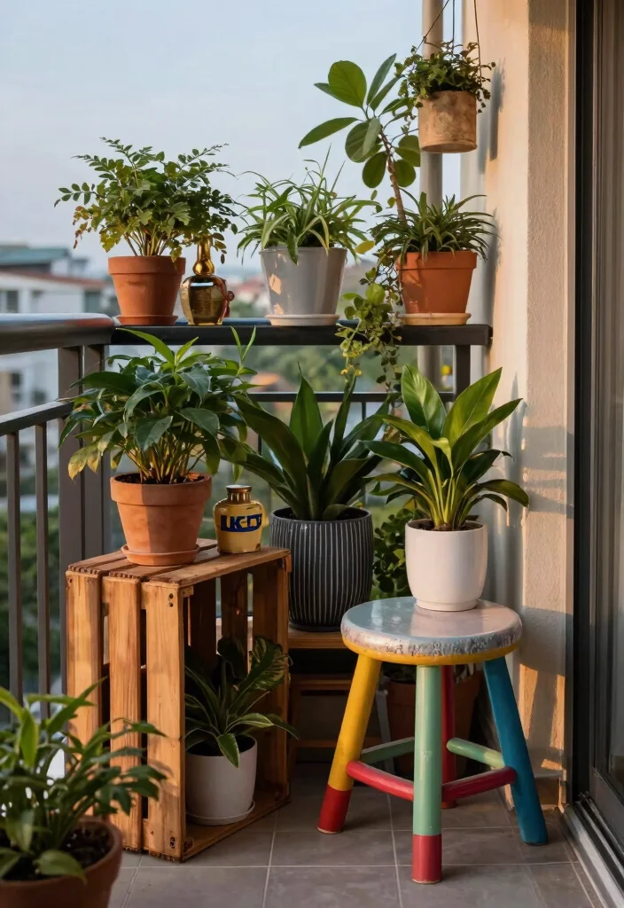 12 IKEA Balcony Ideas on a Budget That Maximize Tiny Spaces - 11. Upcycled Furniture 1